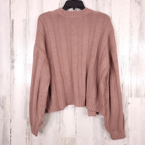 Wild Fable Open Front Cable Knit Mauve LS Cardigan - Picture 6 of 7